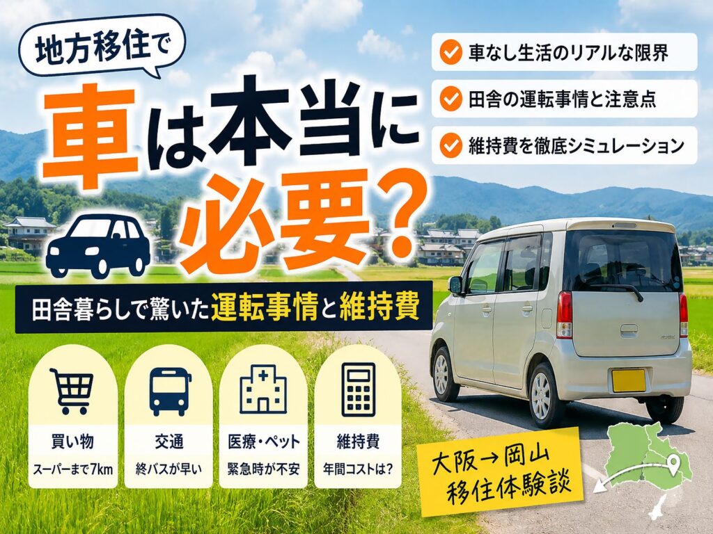 地方移住で車は必要？田舎暮らしの運転事情と維持費を解説するアイキャッチ画像