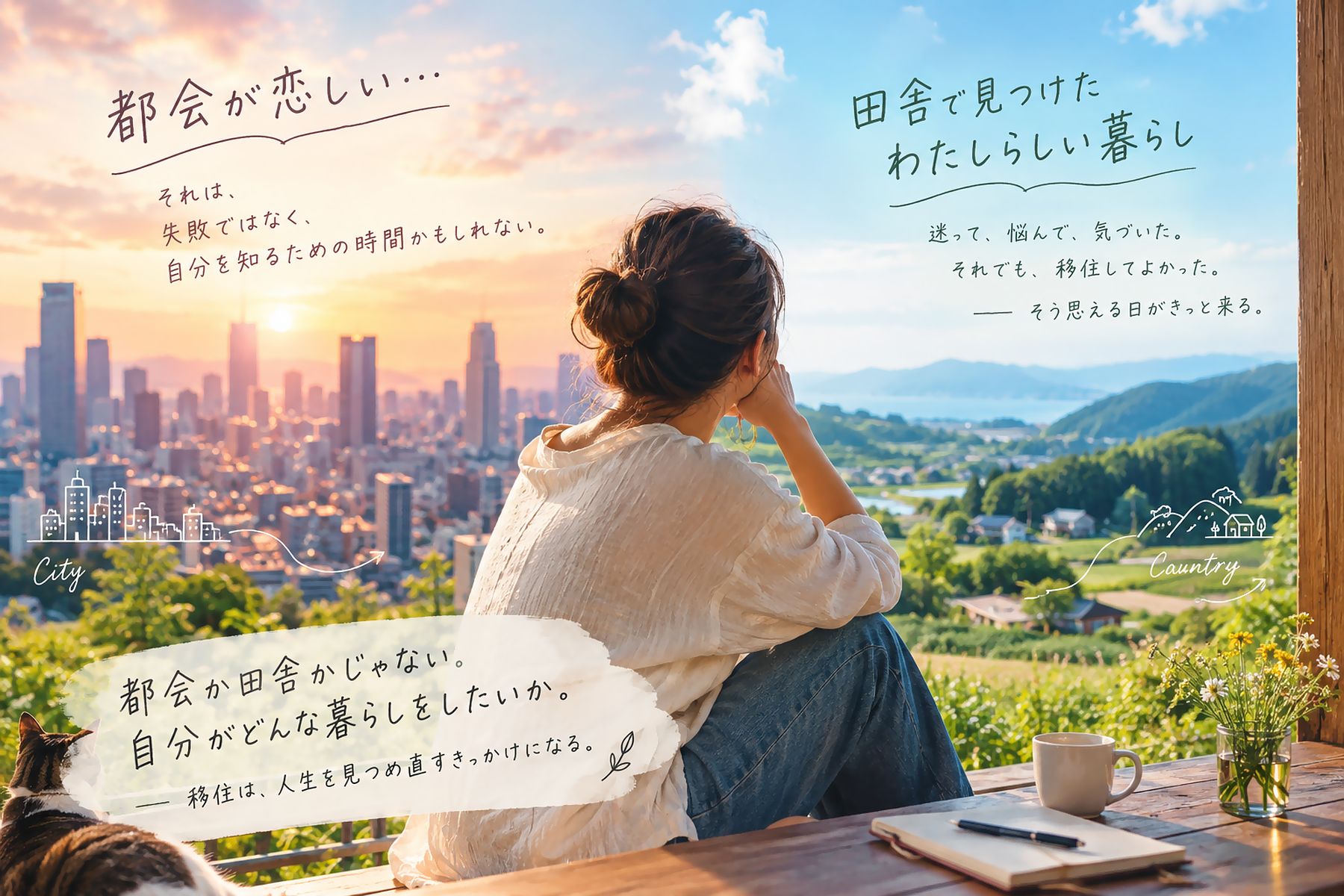 移住して都会が恋しくなり人生を見つめ直している女性